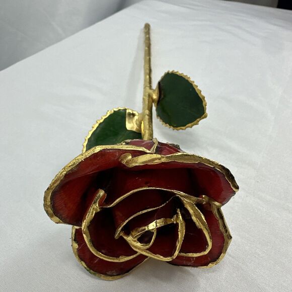 Red Rose 24K Gold Plated Forever Flower Valentines Day Gift Home Decor - Picture 7 of 9